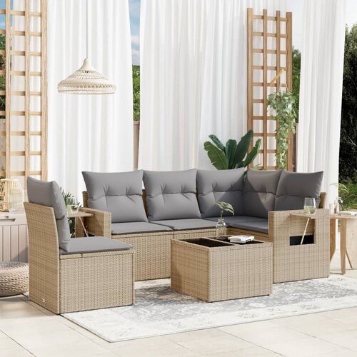 vidaXL 6-dijelni set vrtnih sofa s jastucima bež od poliratana Cijene