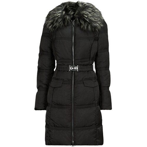 Guess Puhovke MARISOL LONG BELTED JACKET Črna Slike