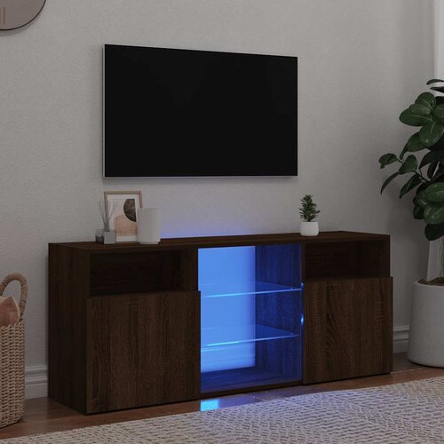 TV ormarić s LED svjetlima boja smeđeg hrasta 120 x 30 x 50 cm Cene