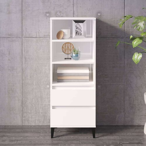 Visoka komoda sjajna bijela 40x36x110 cm od konstruiranog drva Slike