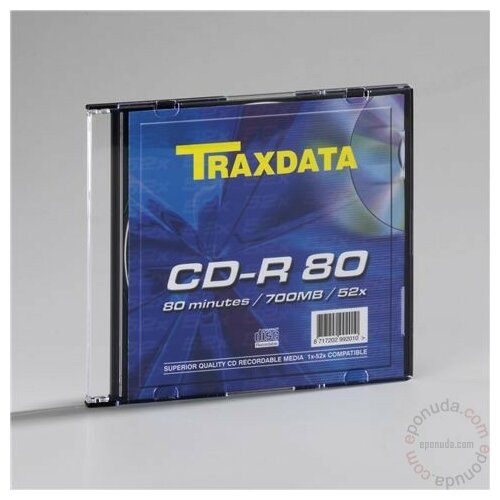 Traxdata Kapacitet 700 MB, Brzina 52x, 1 kom SLIM box disk Slike