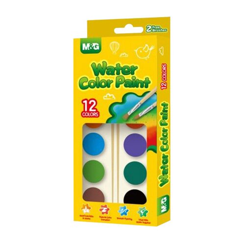 M&amp;amp;G Bojice vodene 5g set 12 boja sa 2 kista APLN6586 Slike