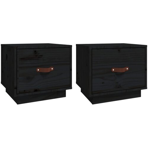 Maison Chic Dvo delni komplet Nočne omarice - Nočne mize črna 40x34x35 cm trdna borovina, (21688588) Slike