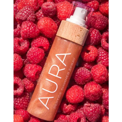 Cocosolis AURA Peptide Shimmer Spray vlažilno pr&amp;scaron;ilo z ble&amp;scaron;čicami z vonjem Raspberry 100 ml Slike