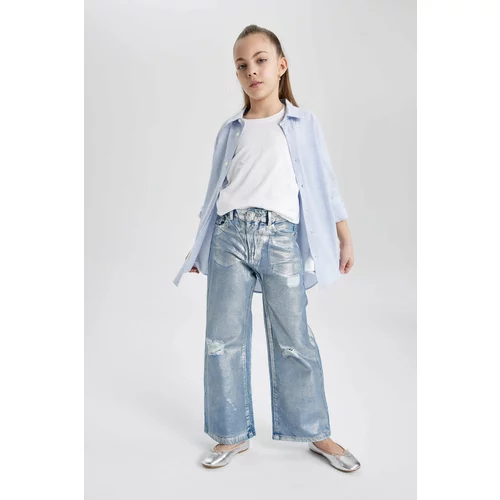 Defacto Girl Wide Leg Ripped Detailed Trousers