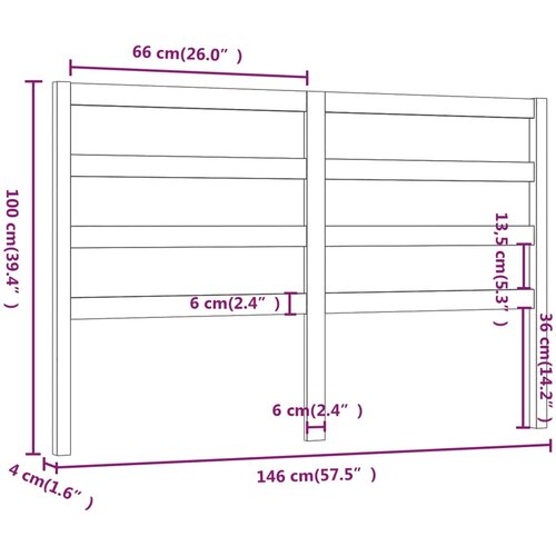  Uzglavlje za krevet boja meda 146 x 4 x 100 cm masivna borovina Slike
