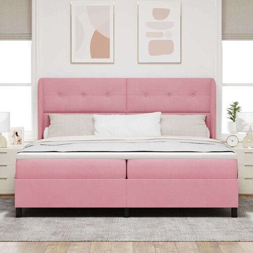 Box spring krevet Ružičasta 200 x 200 cm Poliester Slike