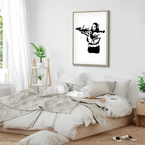  Slika - Banksy Mona Lisa with Rocket Launcher (1 Part) Vertical 60x90 U prirodnom drvenom okviru Slike