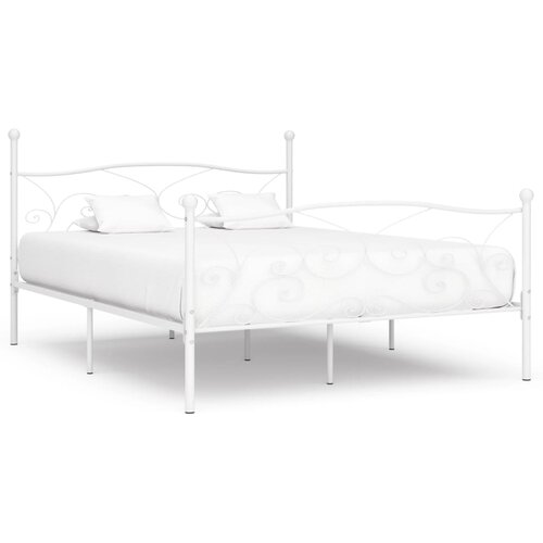  Okvir za krevet s podnicama bijeli metalni 200 x 200 cm Cene