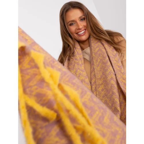 Fashion Hunters Navy yellow and purple women's winter scarf with patterns