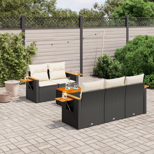 vidaXL 6-dijelni set vrtnih sofa s jastucima crni od poliratana Cijene