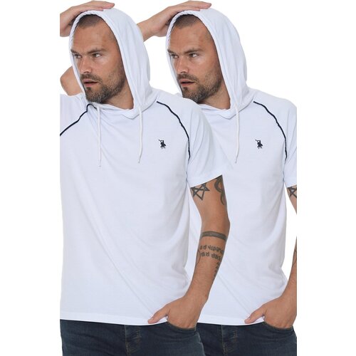 Dewberry DOUBLE SET T8570 HOODED MEN'S T-SHIRT-WHITE-WHITE Cijene
