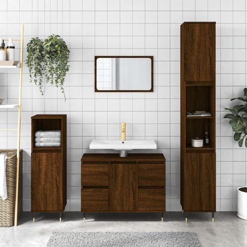 vidaXL Ormarić za umivaonik smeđa boja hrasta 80x33x60 cm drveni Cijene