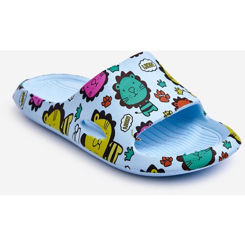 Kesi Children's lightweight foam slippers Lion Motif Blue Esther Slike