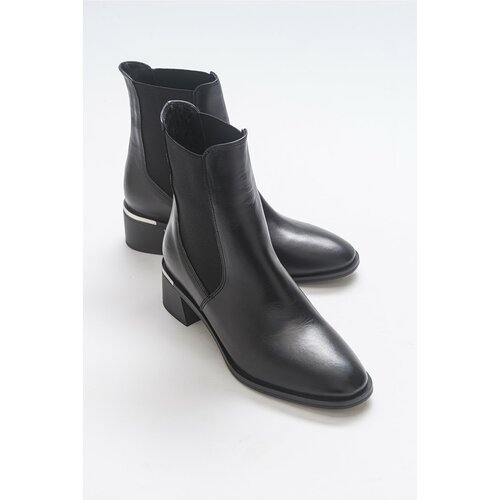 LuviShoes Butter Black Skin Genuine Leather Women's Boots Cene