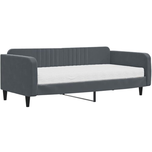 VidaXL Dnevni krevet s madracem tamnosivi 100 x 200 cm bar&amp;scaron;unasti Slike