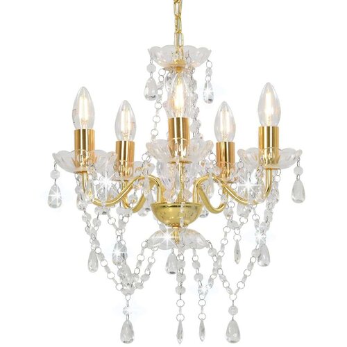  Luster s kristalnim perlama zlatni okrugli 5 x E14 Slike