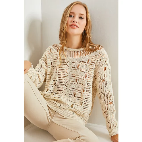 Bianco Lucci Women's Seasonal Openwork Knitwear Sweater