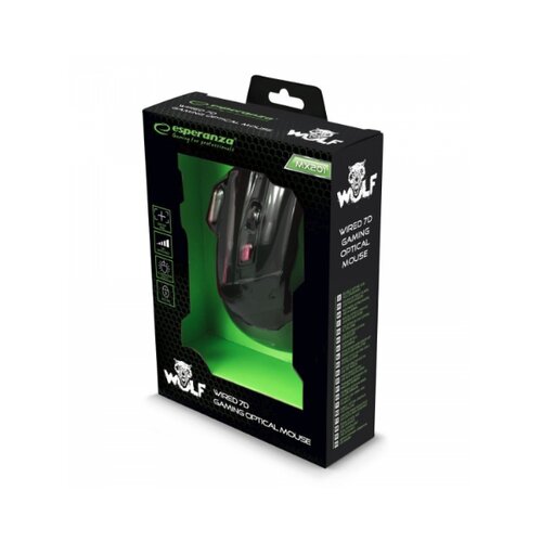 Esperanza Miš ESPERANZA GAMING WOLF 7D MX201, Red, 2400dpi, double-click, ergonomic, EGM201R Cijene