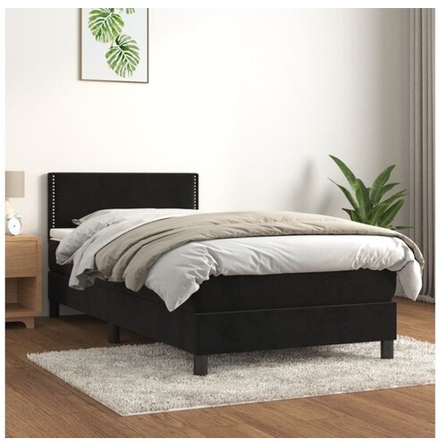  Box spring postelja z vzmetnico črna 100x200 cm žamet Cene