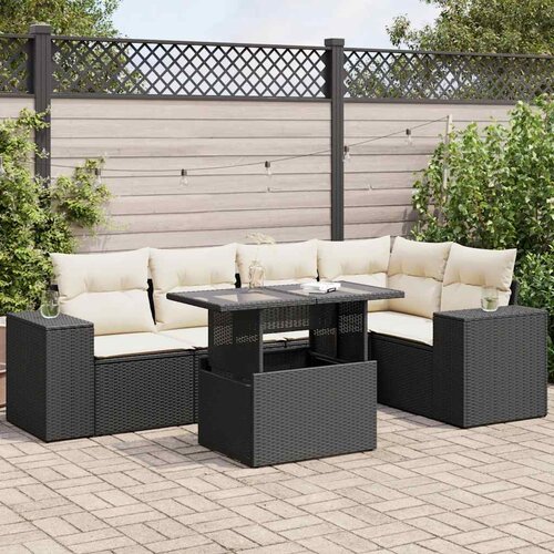 vidaXL 6-dijelni set vrtnih sofa s jastucima crni od poliratana Cijene