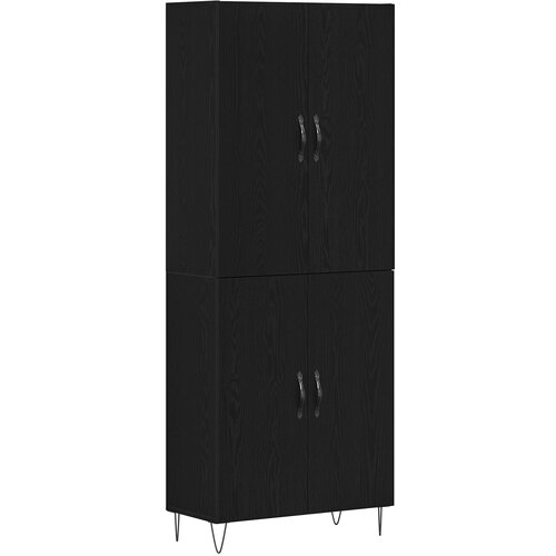 VidaXL Visoki kovček Črni hrast 69,5x34x180 cm Inženirski les, (22094629) Slike