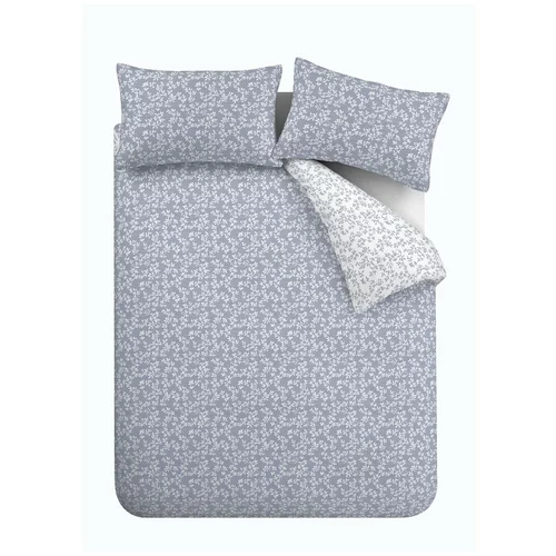 Bianca Bijela/plava pamučna posteljina za bračni krevet 200x200 cm Shadow Leaves –