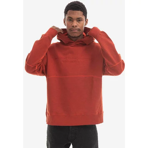 A-COLD-WALL* Bombažen pulover Overdye Hoodie moški, rdeča barva, s kapuco