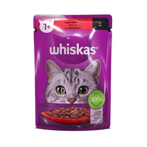 Whiskas vlažna hrana za odrasle mačke - govedina 85g Slike