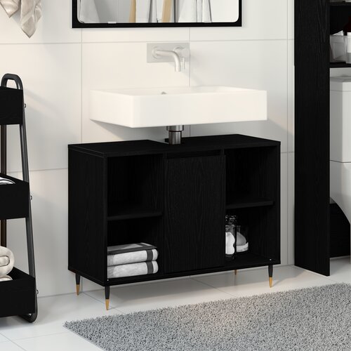 VidaXL Vanity enota Črni hrast Inženirski les Srednja Slike