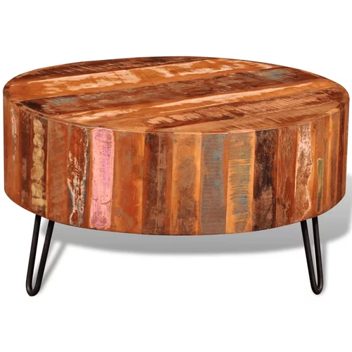 vidaXL klubska mizica iz trdnega predelanega lesa okrogla