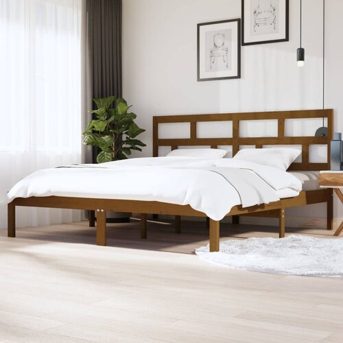 Furnova Posteljni okvir medeno rjav iz borovine 200x200 cm, (21940997) Slike