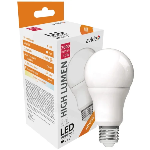 Avide Sijalica, LED 16W, E27, 4000K, 230V AC, bijela svjetlost – Globe A70 16W E27