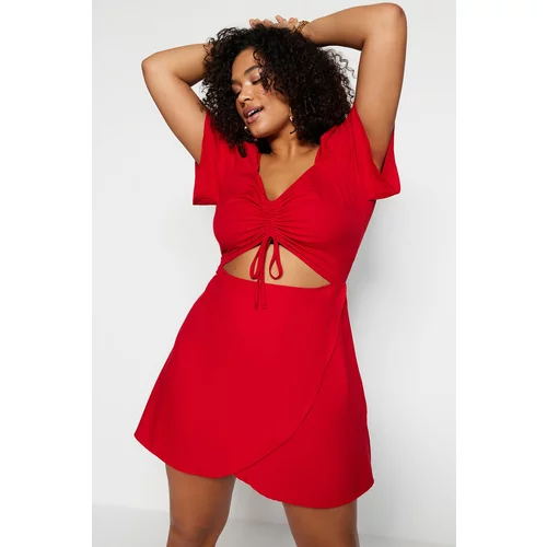 Trendyol Curve Plus Size Dress - Red - A-line