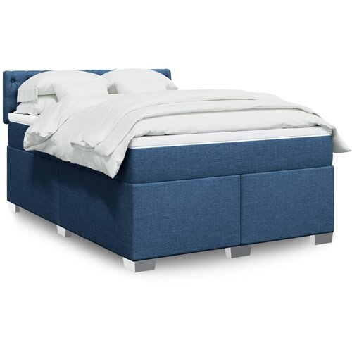 vidaXL Box spring postelja z vzmetnico modra 140x200 cm blago Cene