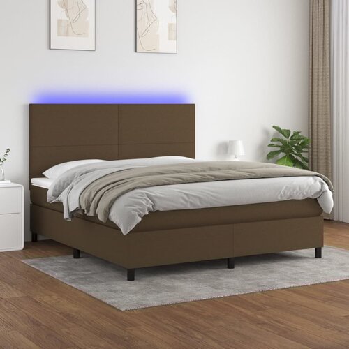 The Living Store Box spring postelja z vzmetnico LED temno rjava 180x200cm blago - Box Spring Postelja, (21501149) Slike