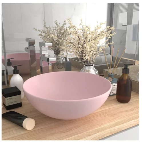  Kopalniški umivalnik keramičen mat roza barve okrogel