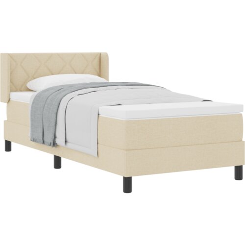  Krevet s box springom s madracem Krem 90x200 cm Tkanina Slike