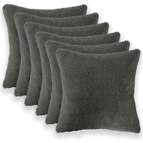  Presvlaka za jastuk 6 pcs HEERLEN Tamnosiva 45 x 45 cm Bouclé Cene