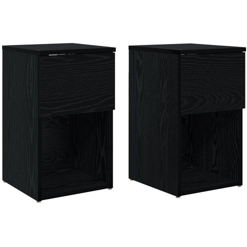 VidaXL Ormarić za krevet 2 pcs Crni hrast 29 x 31 5 x 49 cm - Crni hrast 2 Slike