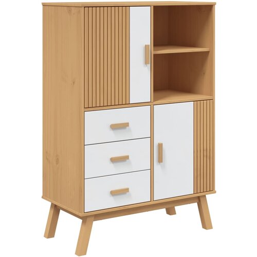 Maison Chic Visoka Komoda - Predalnik OLDEN bela in rjava 85x43x125 cm trdna borovina, (21719473) Slike