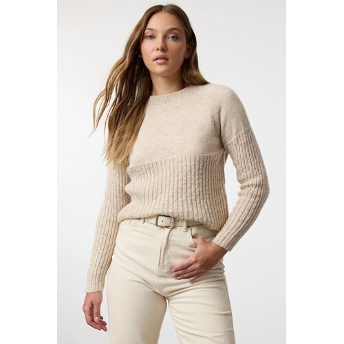 TRENDYOLMILLA ženski duks Twoaw25kz00191, Kamena / Bež Cene