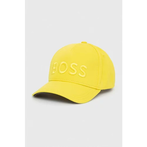 Boss Bombažna bejzbolska kapa rumena barva