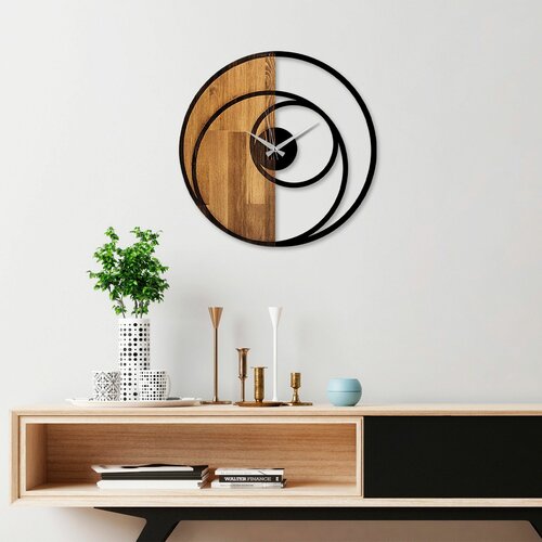 circle walnutblack decorative wooden wall clock Slike