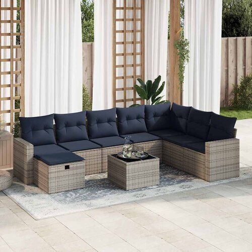 vidaXL 9-dijelni set vrtnih sofa od poliratana s jastucima sivi Cijene