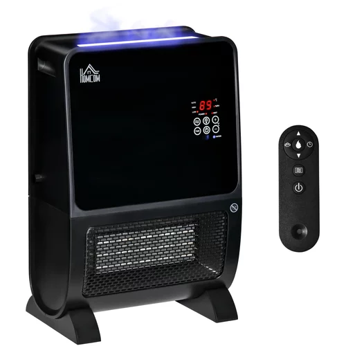 HOMCOM Električna peč 2 v 1 z vlažilnikom zraka, 3-barvno in ultravijolično LED-svetlobo, časovnikom in daljinskim upravljalnikom, 33x21x49,5 cm, črna, (20755550)