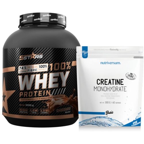  Paket za rast mi&amp;scaron;ića i snagu, 5 Stars Whey Protein 3000 g + Nutriversum Creatine 300 g Slike