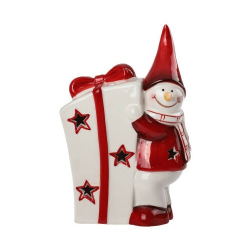 Rabbler, novogodišnja figura, keramička, Deda Mraz i paketić , 16cm ( 760344 ) Slike