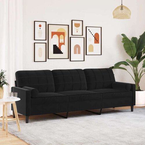 vidaXL Trosjed s ukrasnim jastucima crni 210 cm baršunasti Cijene
