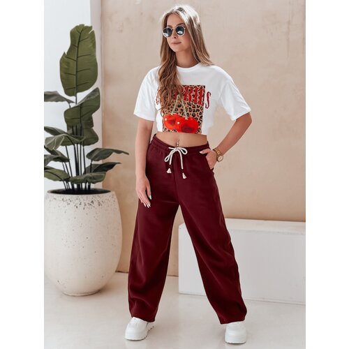 DStreet Spodnie damskie dresowe wide leg DRESMOOD PREMIUM bordowe Cene